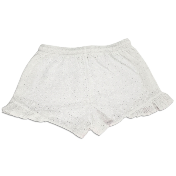 Sofia's White Shorts Size M 100% Cotton Ruffled Hem Eyelet Drawstring Boho Style - Picture 2 of 9